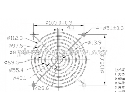 40mm 50mm 80mm 92mm 120mm dustproof mental fan guard / grill